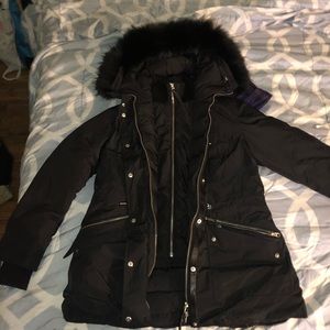 Mackage black on black fur coat.